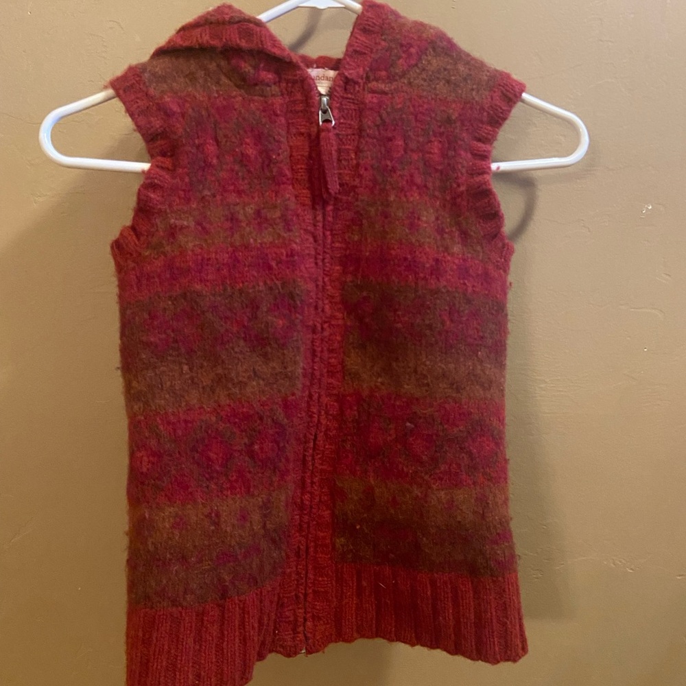 Sundance Lambswool Vest Women’s small zip up hoodie 100 lambswool thick red mult